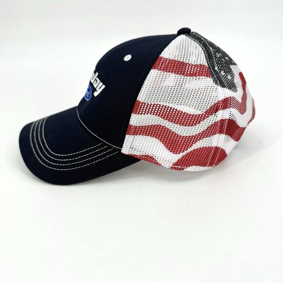 Holiday Ford Embroidered Patch Strap Back Mesh American Flag Trucker Cap - Picture 3 of 8
